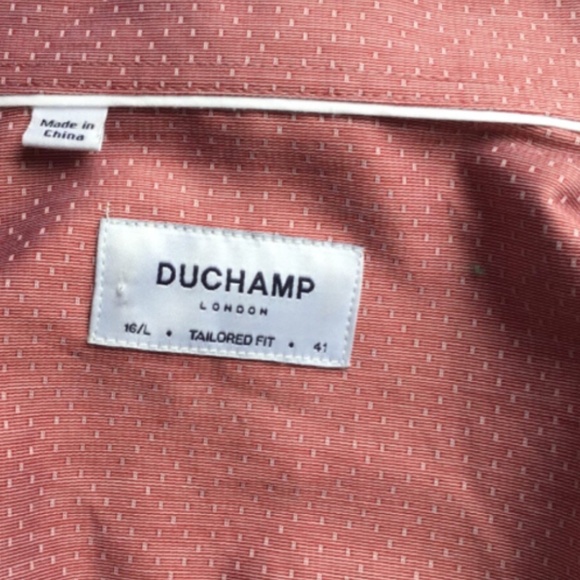 DUCHAMP London tailored fit light burgundy  colour cotton shirt Sz 16 / 40 - Picture 10 of 13